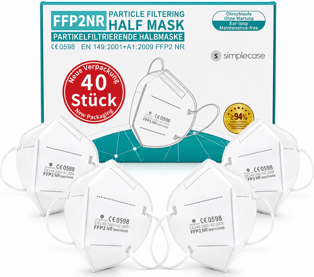 SIMPLECASE FFP2-Maske, Packung mit 40 Stück